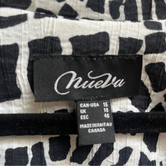 Nueva black white scale print bamboo short sleeve belted dress Sz 16 - Picture 8 of 13